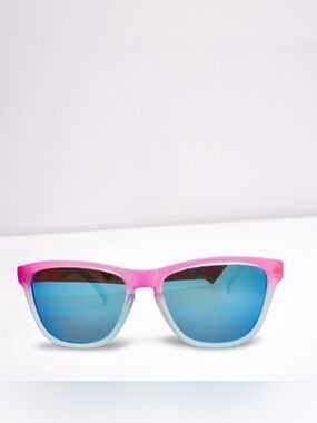 Pink to White Ombre Sunglasses with Blue Mirrored Lenses